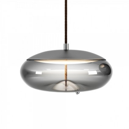 Brokis Knot Disco, závěsné svítidlo, šedé kouřové sklo - černý chrom, 14W LED 2700K stmívatelné, prům.50cm