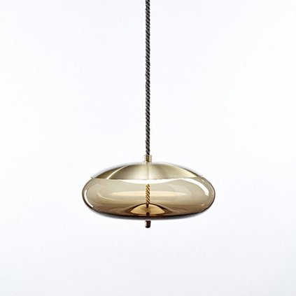 Brokis Knot Disco, závěsné svítidlo, hnědé kouřové sklo - mosaz, 14W LED 2700K stmívatelné, prům.50cm