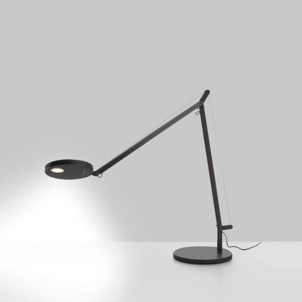 Artemide Demetra, černá stolní LED lampa s dotykovým stmívačem, 8W LED 3000K, 57+65cm