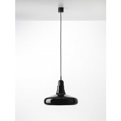 6855 2 brokis shadows xl zavesne svitidlo z foukaneho skla leskle cerne sklo cerny dub cerny kabel 5w led prum 39 5cm