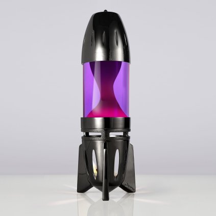 72981 mathmos fireflow r1 black originalni lavova lampa cerna s ruzovou tekutinou a fialovou lavou pro cajovou svicku vyska 24cm