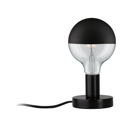 Paulmann Neordic Haldor, černá stolní lampa s přiznanou žárovkou, 1x20W E27