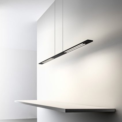 Stilnovo Lama, černé závěsné LED svítidlo, 48W LED 3000K, délka 120cm