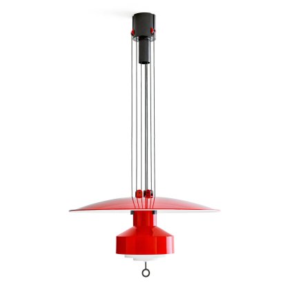 Stilnovo Saliscendi, červené stahovací LED svítidlo, 33W LED 2700K stmívatelné DALI, prům. 63cm