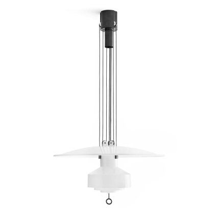 Stilnovo Saliscendi, bílé stahovací LED svítidlo, 33W LED 2700K stmívatelné DALI, prům. 63cm
