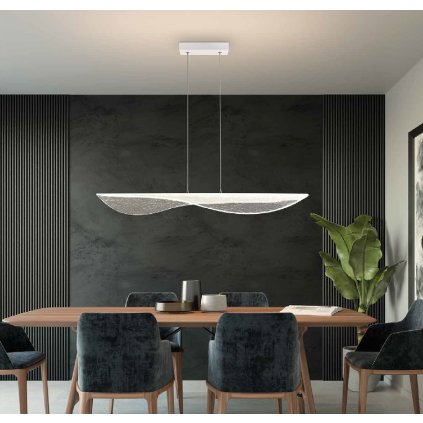 Mantra Bianca, moderní bílé závěsné svítidlo LED 50W 3000K, délka 88cm