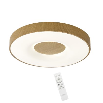 Mantra Coin, stropní svítidlo LED 100W 2700K-5000K s dálkovým ovladačem, průměr 65cm, imitace dřeva