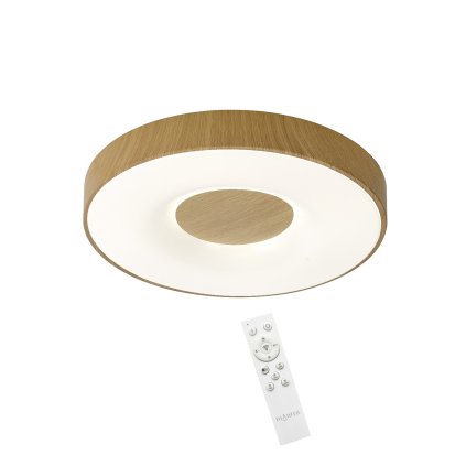 Mantra Coin, stropní svítidlo LED 80W 2700K-5000K s dálkovým ovladačem, průměr 50cm, imitace dřeva
