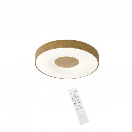 74613 4 mantra coin stropni svitidlo led 56w 2700k 5000k s dalkovym ovladacem prumer 38cm imitace dreva