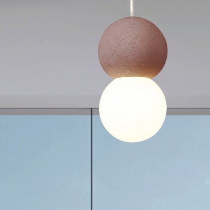 Mantra Galaxia, moderní závěsné svítidlo s růžovým kulatým betonovým prvkem a designovou žárovkou 1 x E27, průměr 12cm