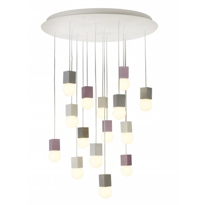 Mantra Galaxia, moderní závěsné svítidlo s hranatými betonovými prvky a designovými žárovkami 15 x E27, průměr 90cm