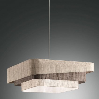 Fabas Camargue, béžový látkový lustr, 1x60W E27, 57x57cm