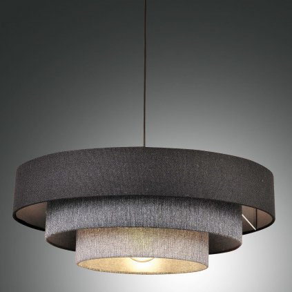 Fabas Brava, šedý látkový lustr, 1x60W E27, průměr 60cm