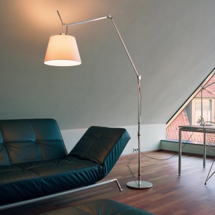 Artemide Tolomeo Mega Terra 42, designová stojací lampa s vypínačem pro 1x150W E27, pergamenové stínítko, max 334cm