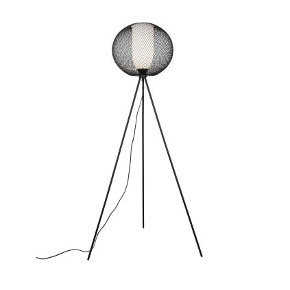 Trio Filo, černá stojací lampa s bílým sklem, 1xE27, výška 150cm