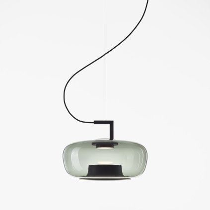 Brokis Double short, závěsné svítidlo, foukané šedé kouřové sklo, 9W LED 2700K, prům. 44,2cm