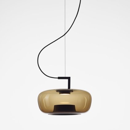 Brokis Double short, závěsné svítidlo, foukané hnědé kouřové sklo, 9W LED 2700K, prům. 44,2cm