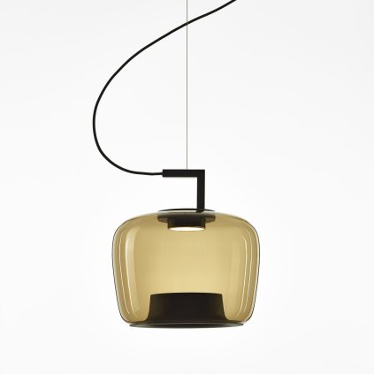 Brokis Double medium, závěsné svítidlo, foukané hnědé kouřové sklo, 9W LED 2700K, prům. 35cm