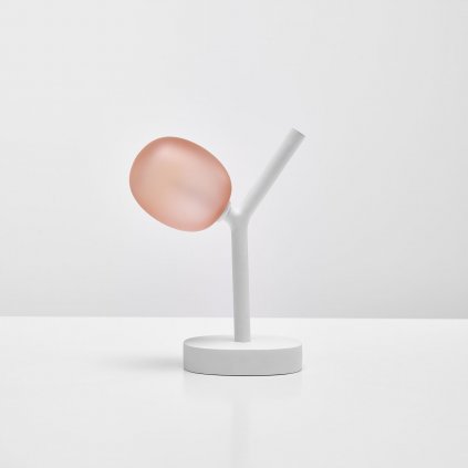 Brokis Ivy table battery, stolní lampička z foukaného skla s baterií, růžové sklo/bílá, 1x1,2W LED G4, výška 28,3cm