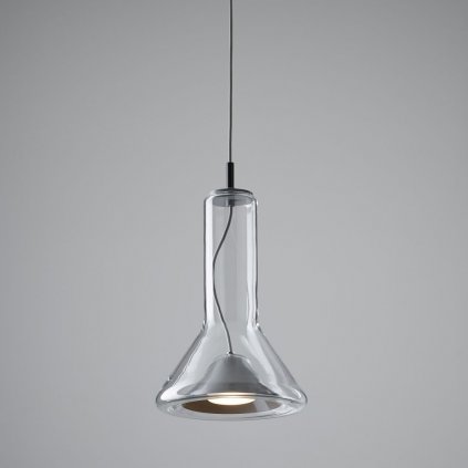 Brokis Whistle small, závěsné svítidlo, foukané čiré sklo/černý chrom, 1x10W LED GX53 2700K stmívatelné, výška 40cm