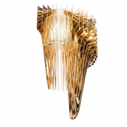 Slamp Aria wall gold, nástěnný světelný objekt od Zaha Hadid, 2xE27 + 7W LED, výška 60cm