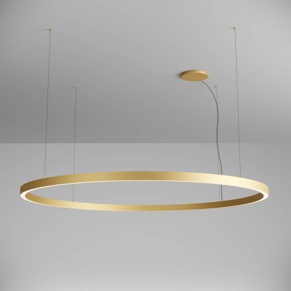 Arelux Xambit, zlaté závěsné kruhové svítidlo, 120W LED 4000K, prům. 204cm