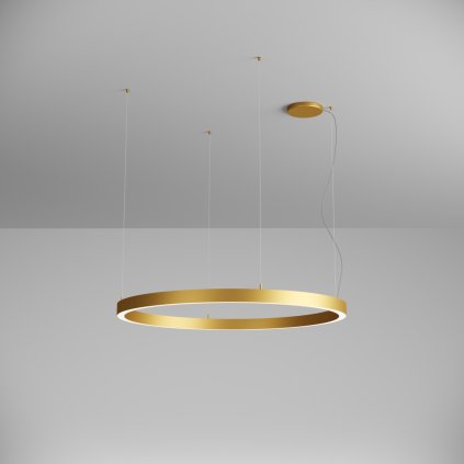 Arelux Xambit, zlaté závěsné kruhové svítidlo, 75W LED 3000K, prům. 120cm