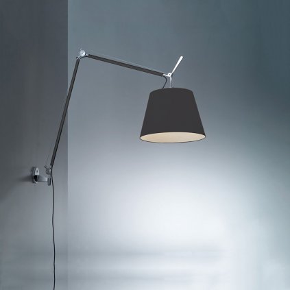 Artemide Tolomeo Wall Mega černá lampa se stmívačem, 1x150W E27, černé stínítko prům. 32cm, max. délka 185cm