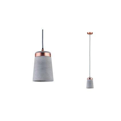 Paulmann Stig, betonové závěsné svítidlo s měděnými prvky, 1xE27, průměr 12cm