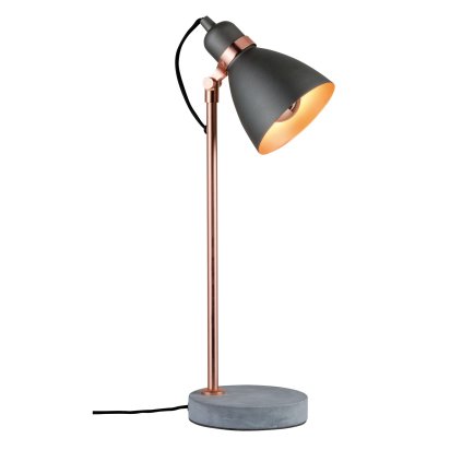 Paulmann Orm, stolní lampa šedá/měď/beton, 1xE27, výška 50cm