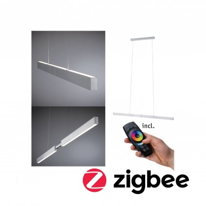 Paulmann Aptare ZigBee, hliníkové závěsné svítidlo LED 2x18W 2700K svítí nahoru/dolů, nastavitelná šířka 132-180cm