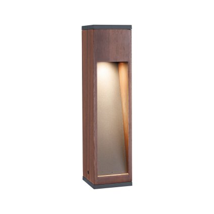 Paulmann Trabia, vekovní sloupek dřevo/antracit 1xGU10 LED 3,5W 3000K, výška 40cm, IP44