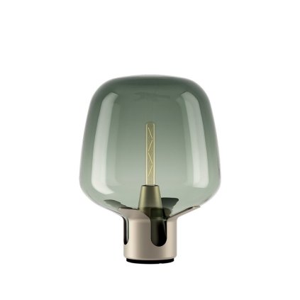 Lodes Flar medium, lampa z tyrkysového skla a champagne základny se stmívačem, 1x25W E27, výška 47cm