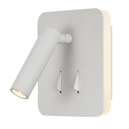 Mantra Cayman, bílá nástěnná lampička s dvojím svícením k posteli LED 3+6W 3000K, 13x13cm