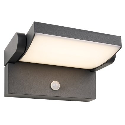 Venkovní nástěnný reflektor Ilas s PIR detektorem LED 12,5W, 3000K IP54, antracit