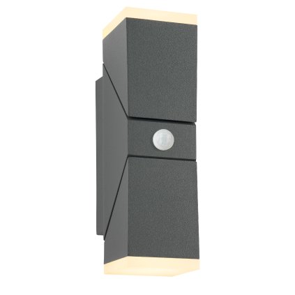 Venkovní čtvercové nástěnné svítidlo Evo Up/Down LED 12,5W 3000K, otočné, PIR, antracit, IP54
