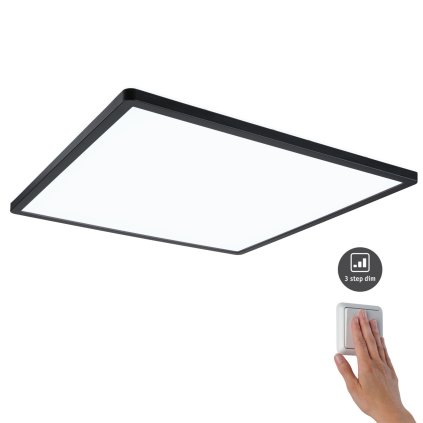 Paulmann Atria Shine, černé stropní svítidlo s korónou, 22W LED 4000K tříkrokové stmívání, 42x42cm