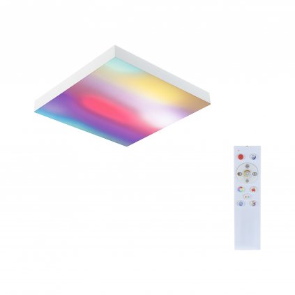 Paulmann Velora, bílý subtilní stropní LED panel Rainbow dynamic RGBW, 13,2W LED 3000-6500K, 29x29cm, dálkové ovládání