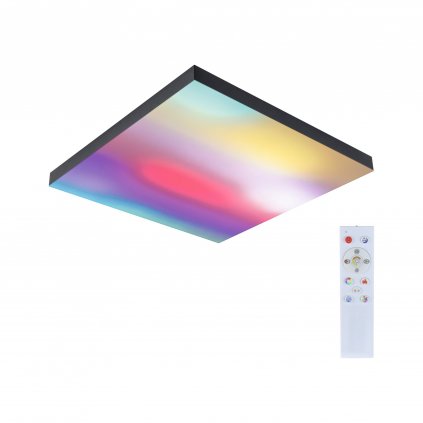 Paulmann Velora, černý subtilní stropní LED panel Rainbow dynamic RGBW, 19W LED 3000-6500K, 45x45cm, dálkové ovládání