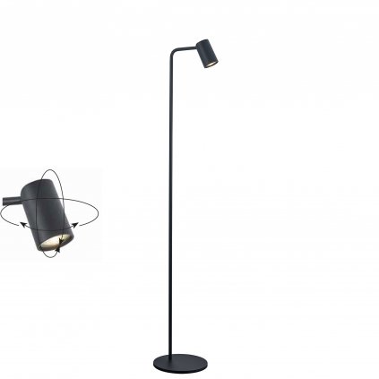 77163 2 mantra sal cerna stojaci lampa s otocnou hlavou 1xgu10 vyska 123 5cm