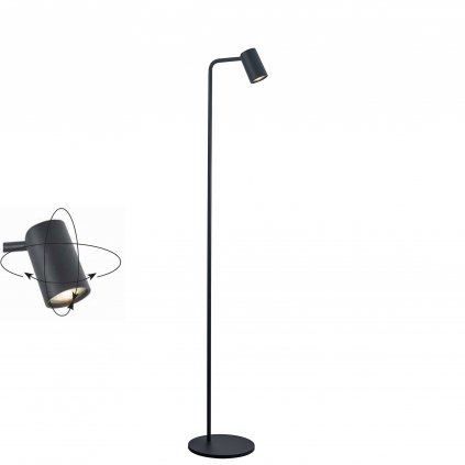Mantra SAL, černá stojací lampa s otočnou hlavou 1xGU10, výška 123,5cm