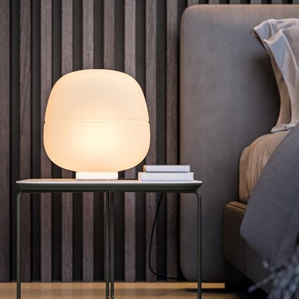 Quadrifoglio Group Afra, bílá stolní lampa z opálového matného skla, 1xE27, průměr 33cm