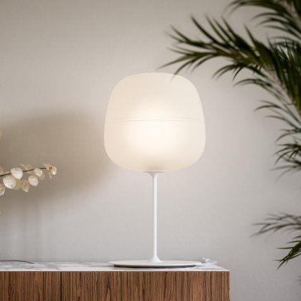 Quadrifoglio Group Afra, bílá stolní lampa z opálového matného skla, 1xE27, výška 62cm