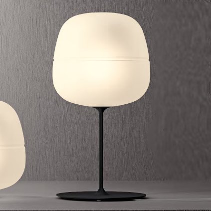Quadrifoglio Group Afra, černá stolní lampa z opálového matného skla, 1xE27, výška 62cm