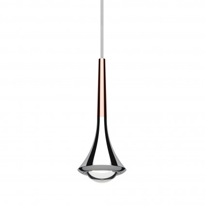 Lodes Rain cluster, závěsné svítidlo ve tvaru kapky chrom/červenozlatá, 1x11W LED 3000K stmívatelné, výška 21cm