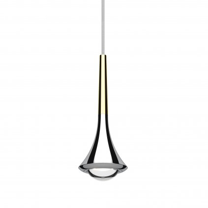 Lodes Rain cluster, závěsné svítidlo ve tvaru kapky chrom/zlatá, 1x11W LED 3000K stmívatelné, výška 21cm