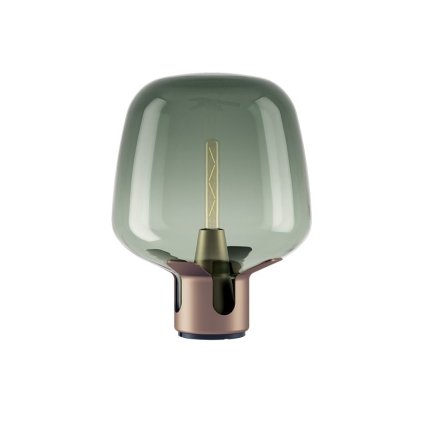 Lodes Flar medium, lampa z tyrkysového skla a terra základny se stmívačem, 1x25W E27, výška 47cm