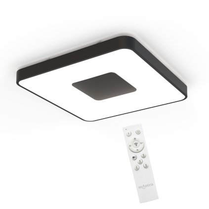 Mantra Coin Square, černé stropní svítidlo s dálkovým ovladačem LED 100W 2700K-5000K, 54x54cm