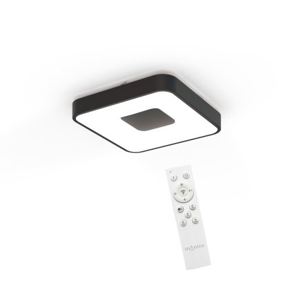 Mantra Coin Square, černé stropní svítidlo s dálkovým ovladačem LED 56W 2700K-5000K, 34x34cm