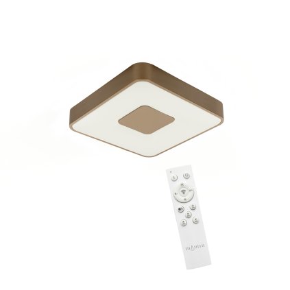 Mantra Coin Square, zlatohědé stropní svítidlo s dálkovým ovladačem LED 56W 2700K-5000K, 34x34cm